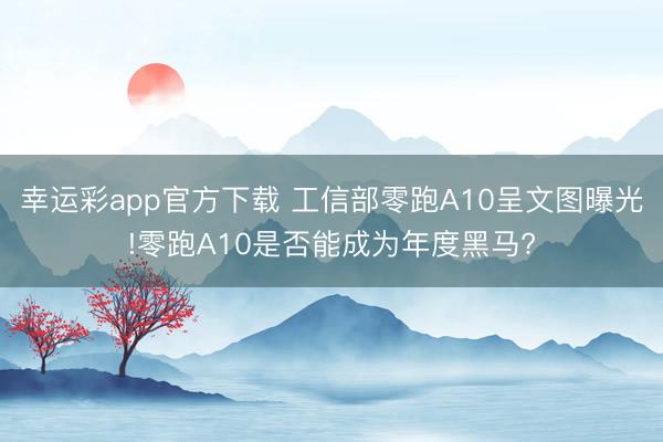 幸运彩app官方下载 工信部零跑A10呈文图曝光!零跑A10是否能成为年度黑马?