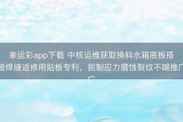 幸运彩app下载 中核运维获取换料水箱底板搭接焊缝返修用贴板专利，扼制应力腐蚀裂纹不竭推广